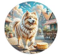 Keeshond 1000 Pièce Jigsaw Puzzles Jeux ÉduChatifs Soulageur De Stress Puzzle Rond Jeu De Défi Unique pour Cadeaux De Voyage, Présent 1000pcs (67.5x67.5cm)