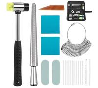 KEESIN 20PCS Outil De Mesure De Calibreur D'Anneau,de Lot de fabrication de bijoux outils,y compris de joaillerie en caoutchouc Marteau, doigt Sizer Jauge Taille,Bague pour mandrin,agate Grattoir