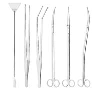 KEESIN Ensemble d'outils d'aquarium 6 en 1 en Acier Inoxydable, Pince à épiler Longue et Droite et Pince incurvée, Ciseaux Droits, Ciseaux courbés, Ciseaux en S, spatule