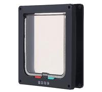 KEESIN Porte pour Chat Verrouillable à 4 Voies, Silencieuse, Activée, Transparente pour Panneaux, Verre et Fenêtre (L, Noir)