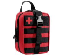 KEESIN Sac de Premiers Soins d'urgence de Voyage, Sac EDC Multifonctionnel, Pochette Molle de Premiers Soins, Autocollants Velcro, Sac médical Tactique pour activités de Plein air(Rouge)