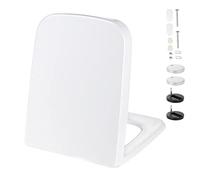 KEESIN Siège de toilette, siège de toilette à fermeture douce avec déverrouillage rapide pour un nettoyage facile Siège de toilette universel avec charnières réglables (forme carrée)