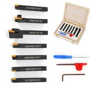 KEESUNG Jeu d'Outillage de Tournage 8 x 8 mm Support de Serrage Jeu de Burins en Acier de Perçage avec Plaque Réversible Barre de Forage pour Tours