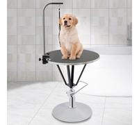 KEESUNG Table de toilettage hydraulique pour chien - Table de toilettage hydraulique réglable pour sécher, tailler, dresser (ronde, noire)
