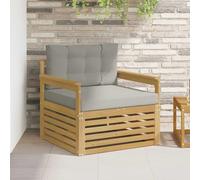 Keeushr Canapé d'extérieur en bois d'acacia massif avec polyester blanc, design résistant aux intempéries pour jardin et terrasse, ensemble modulaire pour une disposition flexible et un confort