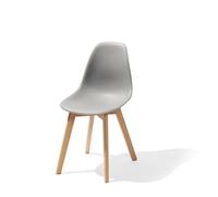Chaise Moderne Keeve Empilable Structure en Bois de Bouleau Clair et Assise en Plastique x 4