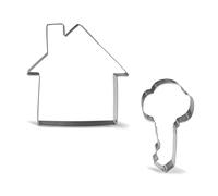 Keewah Lot de 2 emporte-pièces Real Estate en acier inoxydable avec maison de 11,4 cm, clé de 10,9 cm