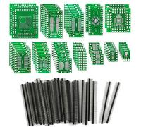 KeeYees 12 Types SMD à DIP Adaptateur PCB Proto Board Kit SOP8 SOP10 SOP14 SOP16 SOP20 SOP24 SOP28 0402/0603/0805 SMT SOT89/SOT223 TQFP100 QFN32 QFN44/48 avec 40pcs 2,54mm Connecteur PCB