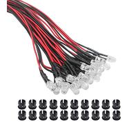 KeeYees 20Pcs 3mm DC 3-12V Diode Ampoule LED Câblé + 20Pcs Plastique 3mm LED Lumiere Panneau de Support de Montage (Blanc Chaud)