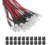 KeeYees 20Pcs 5mm DC 3-12V Diode Ampoule LED Câblé + 20Pcs Plastique 5mm LED Lumiere Panneau de Support de Montage (Bleu)