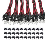 KeeYees 60Pcs 3mm DC 3-12V Diode Ampoule LED Câblé - Blanc Chaud Blanc Rouge Bleu Vert Jaune (10Pcs x 6 Couleurs) + 60Pcs Plastique 3mm LED Lumiere Panneau de Support de Montage