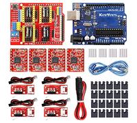 KeeYees Professional Imprimante 3D Kit, CNC Shield v3, Jumper Cap, 4 x RAMPS 1.4 Interrupteur mécanique Endstop, Module d'entraînement A4988, Câble d'alimentation CC
