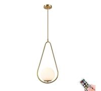 KEFA Suspension moderne sans fil à piles, sans fil, télécommande d'intérieur du milieu du siècle avec ampoule à intensité variable, luminaire en verre globe blanc pour cuisine, îlot, salle à manger,
