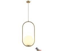 KEFA Suspension sans fil à piles, sans fil, suspension du milieu du siècle en verre avec globe blanc lustre en verre pour cuisine, îlot, salle à manger, chambre à coucher