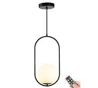 KEFA Suspension sans fil à piles, sans fil, suspension du milieu du siècle en verre avec globe blanc lustre en verre pour cuisine, îlot, salle à manger, chambre à coucher
