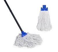 KeFanta Lot de 2 serpillères de rechange pour nettoyage du sol, fil en coton compatible avec les serpillères en microfibre et manche de 2 cm de diamètre (1 poignée et 2 têtes)