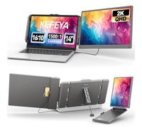 KEFEYA 2K QHD Écran Portable pour Ordinateur 14", Extension d'écran avec Haut-parleurs et Béquille, Double Écran Plug & Play pour Ordinateur Portable 13-16,5", Compatible Mac, Windows, Android et Dex