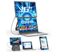 KEFEYA Ecran Portable, 16" FHD 1200P Double Extension d'Écran PC Portable, Moniteur avec Support Magnétique 360°, Moniteur Voyage Tous Ordinateurs Portables, Plug & Play pour Windows/Mac/PC/Xbox