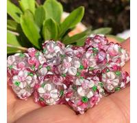 KEFITA 12 Mm Grand Murano Fleur Lampe À Lampe Claire Rouge Verre Blanc Perles D'espaceur en Vrac pour Les Bijoux Making DIY Bracelet Pendant Accessoires 20pcs