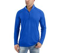 KEFITEVD Hauts de Protection Solaire à Manches Longues pour Hommes Chemises de Course à Glissière 1/4 Hauts d'été Légers UPF 50+,Bleu Royal,2XL