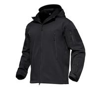 KEFITEVD Homme Imperméable Militaire Combat Veste Soft Shell Polaire Tactiques Blousons avec Multi-poches,Noir,XL