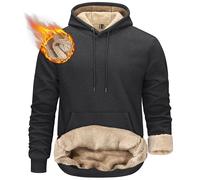 KEFITEVD Hommes Molleton Capuche Sweat Pull Hiver Manches Longues avec Poche Capuche Sweat Thermique Épais À Capuche,Gris Fonce,XL