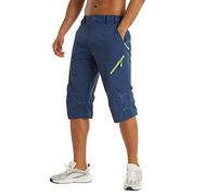 KEFITEVD Short de Marche Trois Quarts à Séchage Rapide pour Hommes Short Cargo 3/4 Respirant avec 4 Poches Zippées,Bleu Royal, 34