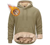 KEFITEVD Sweat à capuche doublé en polaire Sherpa chaud pour homme, décontracté pour l'hiver, avec capuche, kaki, taille XXL