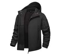 KEFITEVD Veste Softshell Tactique Imperméable pour Hommes Vestes Militaires Doublées Polaire,Noir,M
