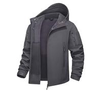 KEFITEVD Vestes Tactiques Militaires Coquille Souple pour Hommes Imperméable Polaire Coupe-vent Hiver,Gris,2XL