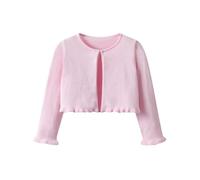 Kefiyis Fille Boléro Manches Longues Cardigan Bolerose Veste Festive avec Boutons pour Robe de Communion, Robe de Baptême 110-150 Rose 150
