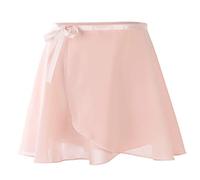 Kefiyis Jupe de ballet en mousseline de soie réglable avec ruban pour filles et femmes, rose, M