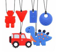 KEFU Collier à Mâcher, Pendentif Sensoriel Réglable, Lot de 6