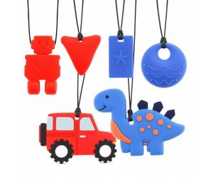 KEFU Collier à Mâcher, Pendentif Sensoriel Réglable, Lot de 6