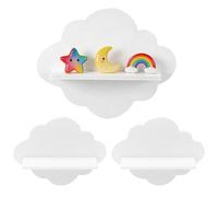 KEGAJEGA Lot de 3 étagères de rangement Tonie Box & figurines auditives - Étagère murale pour chambre d'enfant - Blanc mignon - Bibliothèque flottante pour chambre d'enfant, chambre de bébé