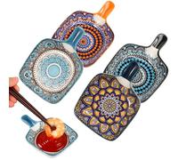 KEGAJEGA Lot de 4 bols à sauce en céramique - 12,3 x 8,5 x 2,3 cm - Avec poignée - Portables - Petits bols empilables - Pour micro-ondes, four, friteuses à air chaud