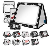 KEGAJEGA Miroir pour bébé - Jouet avec miroirs et motif contrasté noir et blanc - Livre de contraste - Pliable - Double face - Jouet pour bébé de 0 à 18 mois (modèle du monde océan)