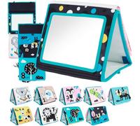 KEGAJEGA Miroir pour bébé - Jouet avec miroirs et motif contrasté noir et blanc - Livre de contraste - Pliable - Double face - Jouet pour bébé de 0 à 18 mois (modèle du monde animal)