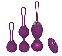 Kegel Balls Kit Poids d'exercice - geisha Masseur 2 en 1 Ben Wa pour débutants sans fil télécommandé en silicone amélioré Système de Kegel pour plancher pelvien rechargeable Violet