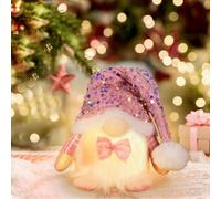 Keho Keho Kehongdun GNOME de Noel Lumineux, Lutin de Noel Farceur de Peluch,Mini Elfe Suédois Faits à La Main De Pere avec Chapeau Rose à Paillettes pour Décoration De Noel Et Décoration De Table (C)
