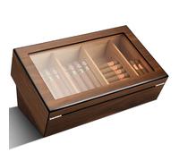 KEhtu Cave À Cigares, Présentoir À Cigares en Verre, Humidificateur Et Hygromètre À Bande De Neige, Matériau en Bois De Cèdre Naturel, Capacité : Environ 35 À 50 Cigares
