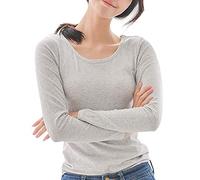 KEHUAN Femmes 2 en 1 Soutien-Gorge Intégré Pull Hauts à Manches Longues Tunique Irrégulière T-Shirt Chemisier Pull Décontracté Sweat-Shirt,Grey-M