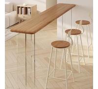 KEIFCUACLA Table de Bar en Bois Massif et Pieds Acryliques, Console Haute | Style minimaliste moderne, effet flottant, gain de place pour cuisine, coin petit-déjeuner, tabourets non inclus