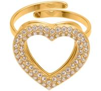 keigtuxh Bague en forme de cœur - Bague ouverte en acier inoxydable plaqué PVD avec zircone cubique pour femme | Design de bande ouverte (US 7) | Bague empilable et rose