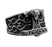 keigtuxh Bague Viking en acier inoxydable 316L avec marteau de Thor pour homme
