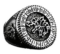 keigtuxh Bague Viking en forme de tête de loup pour homme en acier inoxydable et titane - Bijou tendance vintage nordique - Hypoallergénique