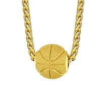keigtuxh Collier avec pendentif ballon de basket 3D en acier inoxydable, chaîne hip-hop, bijoux sur le thème du sport pour homme et femme, streetwear