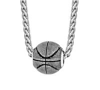 keigtuxh Collier avec pendentif ballon de basket 3D en acier inoxydable, chaîne hip-hop, bijoux sur le thème du sport pour homme et femme, streetwear