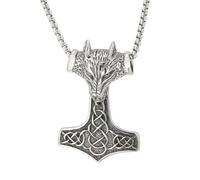 keigtuxh Collier avec pendentif marteau de Thor en forme de nœud celtique - Collier en acier inoxydable pour homme, chaîne vénitienne de 61 cm