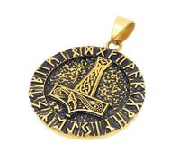 keigtuxh Collier avec pendentif marteau de Thor Viking en acier inoxydable - Amulette rune - Bijoux vintage pour homme - Avec chaîne de 60 cm